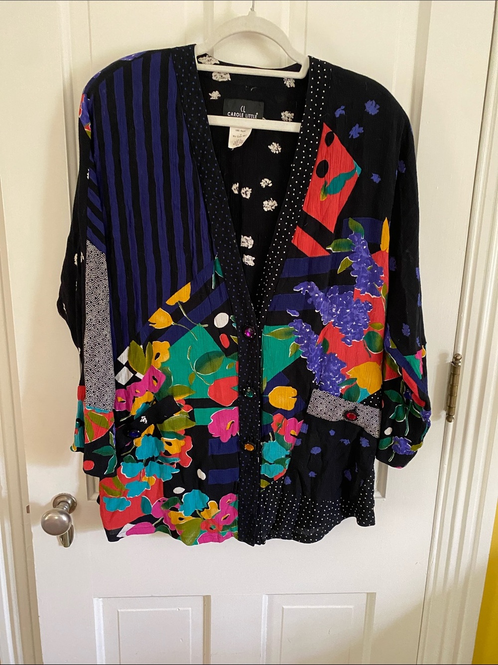Carole Little Black Multicolor Floral Geometric Tunic